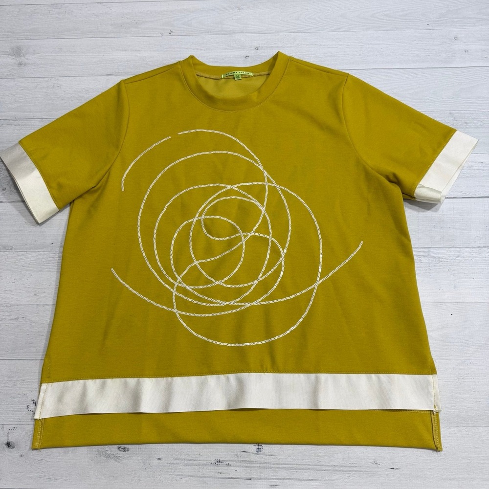 Trisha Tyler women's mustard yellow sequin top size medium